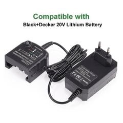 10.8v 14.4v 20v Black&decker Li-ion akkulaturi Vaihto sähköpora ruuvimeisseli Virta liian Akku Eu Plug Lbx20 hinta ja tiedot | Videokamerat | hobbyhall.fi