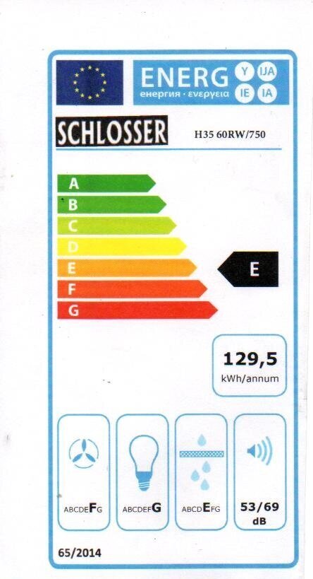 Schlosser H35 60RW/750 hinta ja tiedot | Liesituulettimet | hobbyhall.fi