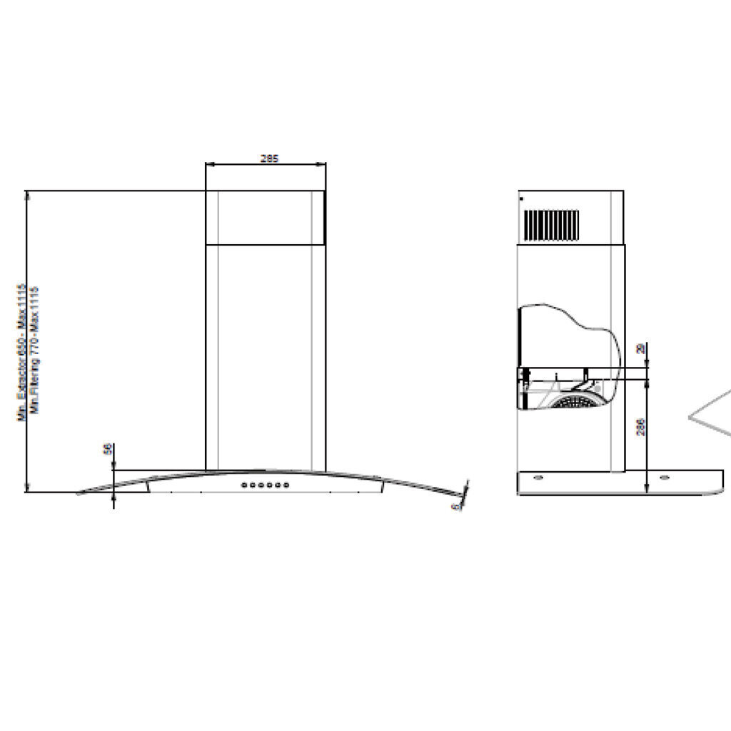 Tecnowind FLEX 90 IX hinta ja tiedot | Liesituulettimet | hobbyhall.fi