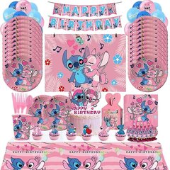 Pinkki Stitch Syntymäpäiväjuhlakoristeet Lilo ja Stitch -teema Astiasto Enkeli Ilmapallo Lautaset Kupit Tarvikkeet Lasten Tytöille hinta ja tiedot | Liput | hobbyhall.fi