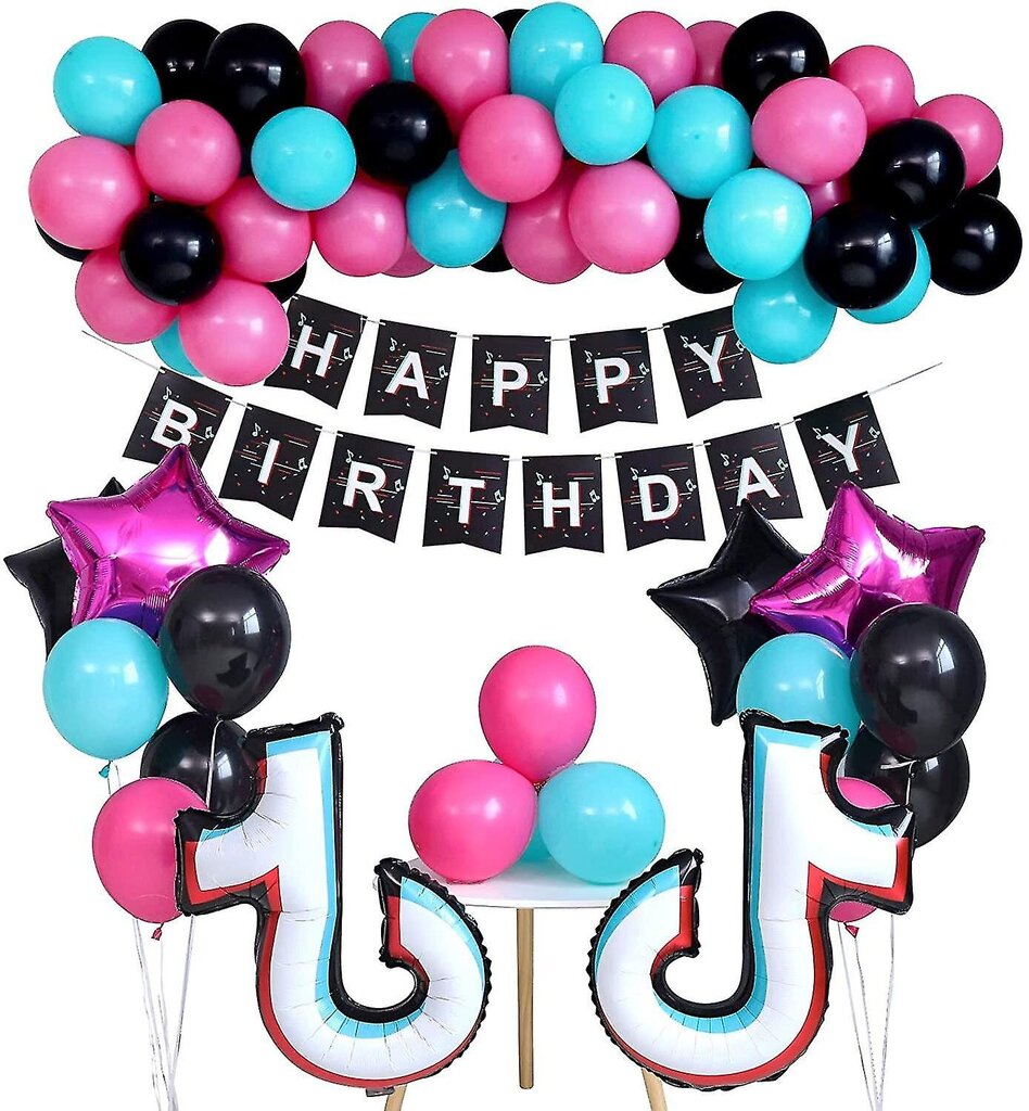 2024,musiikki Teema Ilmapallot Syntymäpäiväjuhlakoristeet Tik Tok 64kpl Hot Pink Black Tiffany Ja Happy Birth hinta ja tiedot | Liput | hobbyhall.fi