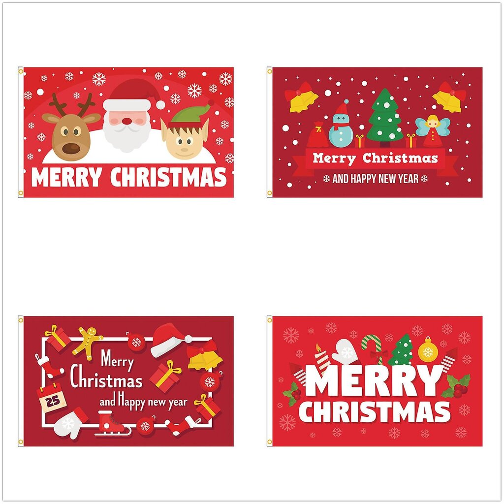 Tyyli 3merry Christmas lippu 150x90cm - Hyvää joulua lippu 90x150cm - Liput hinta ja tiedot | Liput | hobbyhall.fi