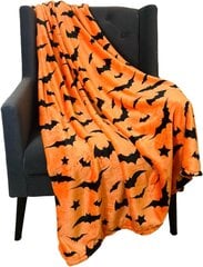 Halloween-heittopeitto: Pehmeä Black Bats -siluetti oranssilla samettifleecellä vuodesohvaan sohvatuoliin asuntola Black Bats, oranssi hinta ja tiedot | Peitot | hobbyhall.fi