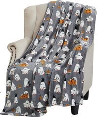 Halloween-fleece-heittopeitto: Baby Ghost Party harmaalla taustalla Design pehmeällä samettipeitolla sohvasänkyyn Grey Ghosts hinta ja tiedot | Peitot | hobbyhall.fi