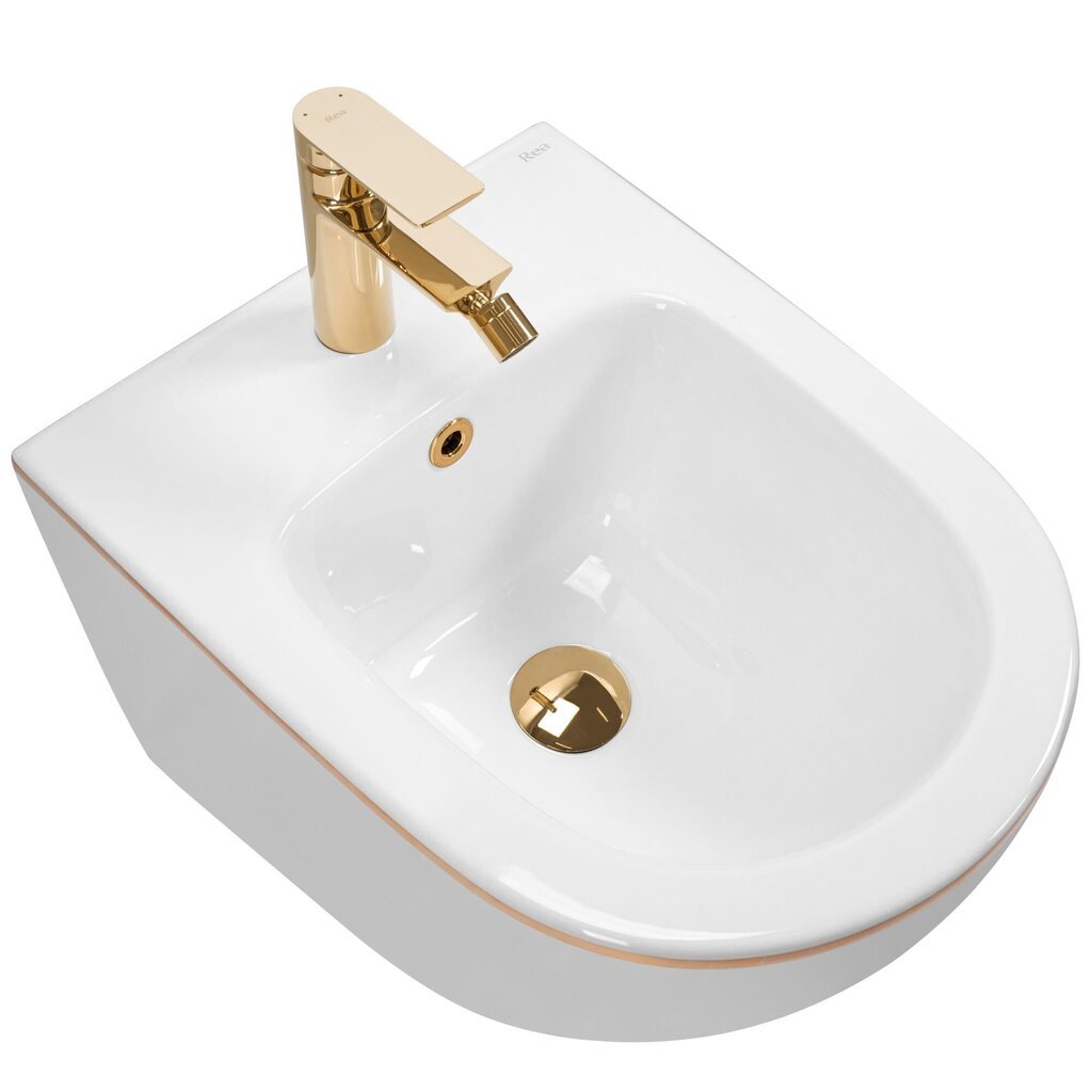 WC-pöytäsarja CARLO Mini Flat + bidee CARLO Mini White Gold Edge hinta ja tiedot | WC-istuimet | hobbyhall.fi