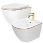 WC-pöytäsarja CARLO Mini Flat + bidee CARLO Mini White Gold Edge hinta ja tiedot | WC-istuimet | hobbyhall.fi