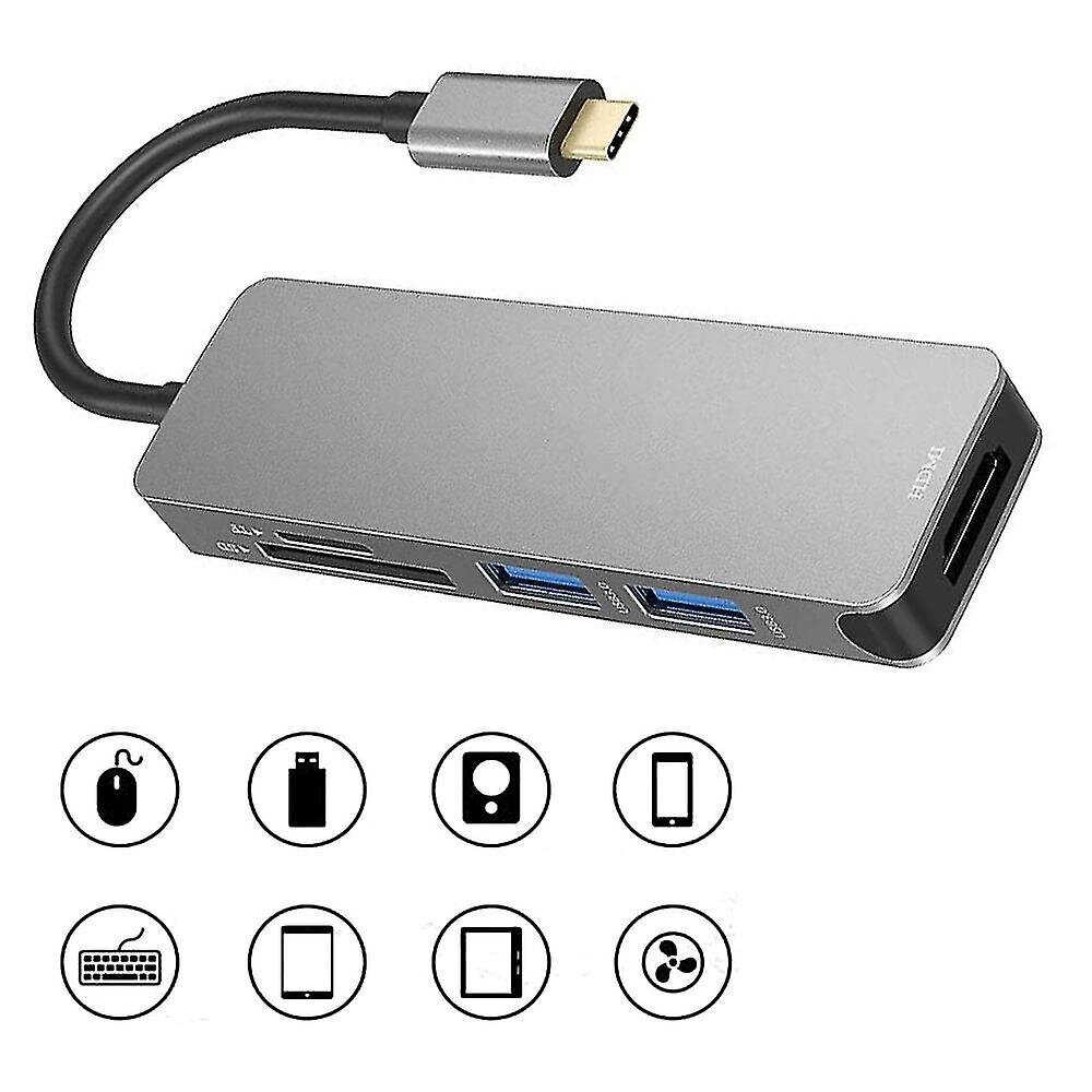 Usb C -keskitin 5 in 1 alumiininen monitoimityyppinen c-keskitin hinta ja tiedot | Adapterit | hobbyhall.fi