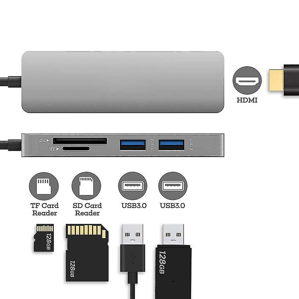 Usb C -keskitin 5 in 1 alumiininen monitoimityyppinen c-keskitin hinta ja tiedot | Adapterit | hobbyhall.fi