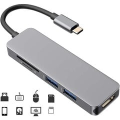 Usb C -keskitin 5 in 1 alumiininen monitoimityyppinen c-keskitin hinta ja tiedot | Adapterit | hobbyhall.fi