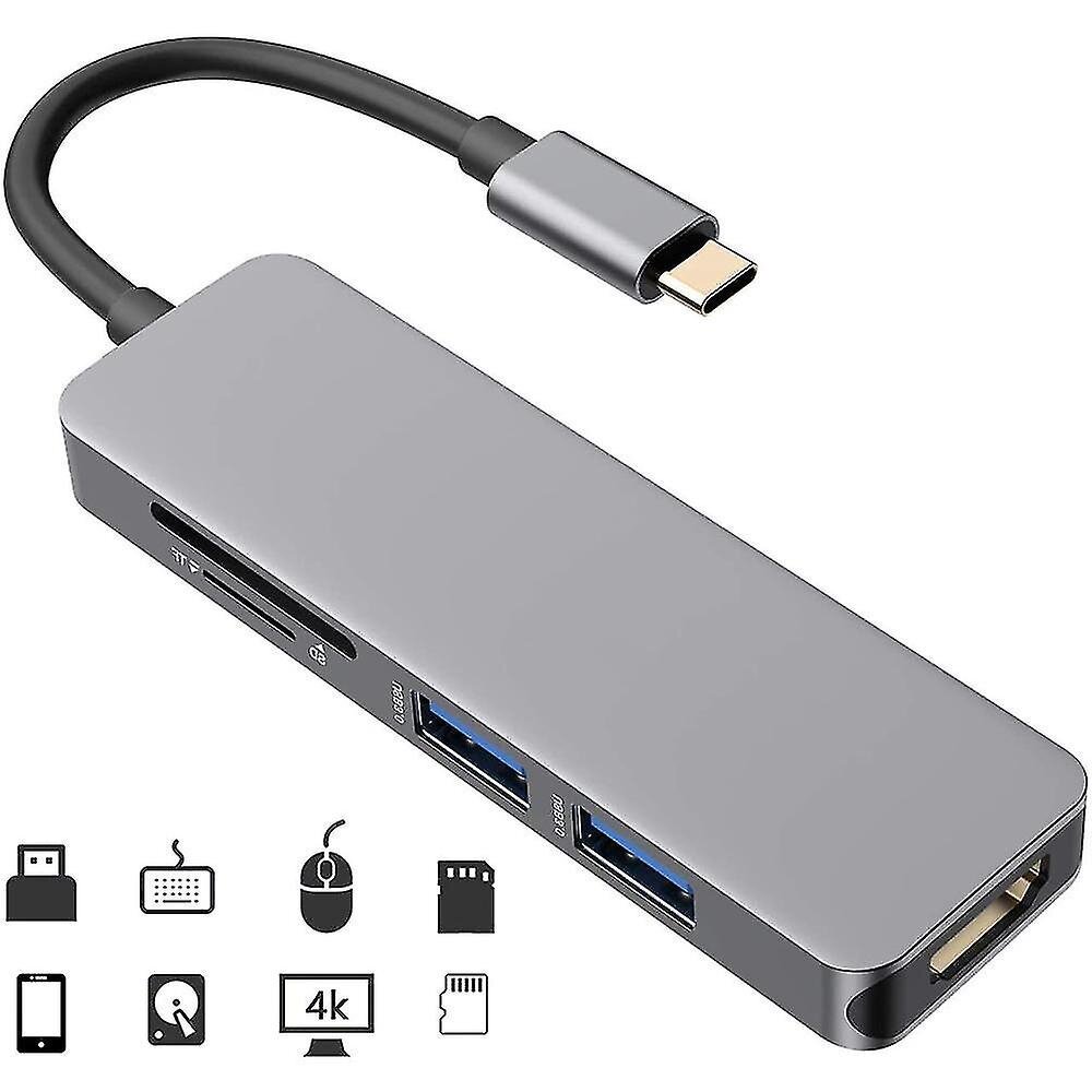 Usb C -keskitin 5 in 1 alumiininen monitoimityyppinen c-keskitin hinta ja tiedot | Adapterit | hobbyhall.fi