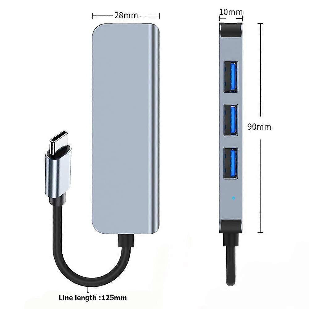 USB C -keskitin USB 3.0 Ohut alumiinikuori Type C - 4-porttinen USB 3.0 -sovitin, nopea USB-jakaja, yhteensopiva MacBook Airin, Mac Pron/Minin, iMacin, XPS:n, hinta ja tiedot | Adapterit | hobbyhall.fi