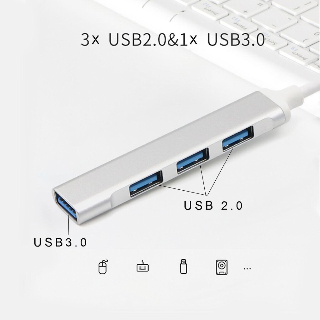 4-porttinen USB 3.0 -keskitin Usb-keskitin 2.0 -jakaja kannettavan tietokoneen näppäimistön hiirisovittimelle hinta ja tiedot | Adapterit | hobbyhall.fi