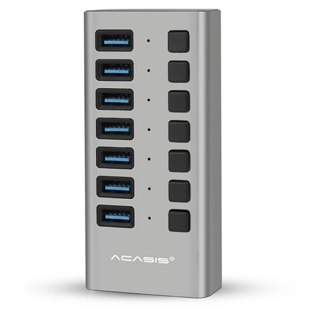 HS-707MG 7-porttia USB3.0 5Gbps nopea lähetyslataustelakka USB-keskittimen jakaja itsenäisellä kytkimellä hinta ja tiedot | Adapterit | hobbyhall.fi