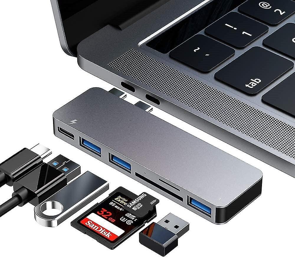 Sxbd USB C -keskitinsovitin, joka on yhteensopiva Macbook Pro/air 2020 2019 2018, 6 in 1 USB-c kanssa hinta ja tiedot | Adapterit | hobbyhall.fi