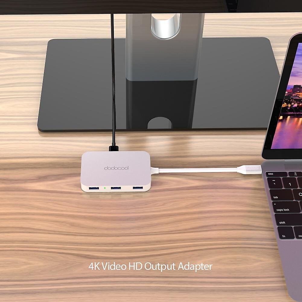 dodocool alumiiniseoksesta valmistettu USB-C 4-porttiseksi USB 3.0 -keskittimeksi HD-lähtöportilla Muunna USB Type-C -portiksi hinta ja tiedot | Adapterit | hobbyhall.fi