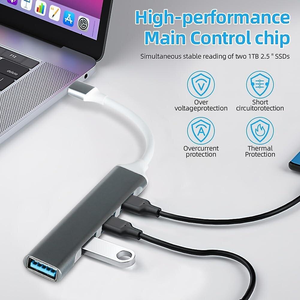 4-porttinen USB 3.0 -keskitin, ultraohut USB-datakeskitin, nopea USB 3.0 -laajennustiedonsiirto Macbookille, USB-muistitikut, kannettava tietokone, kannettava tietokone, ulkoinen H hinta ja tiedot | Adapterit | hobbyhall.fi