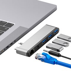 Älykäs Type-c-telakointiasemakeskitin 5 in 1 USB 3.0 -portti Rj45 3,5 mm:n äänelle hinta ja tiedot | Adapterit | hobbyhall.fi