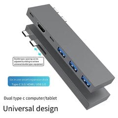 USB C -telakointiasema, 6-in-1 Type C -keskitin, -yhteensopiva, PD100W,USB C,3 USB-moniporttisovitin hinta ja tiedot | Adapterit | hobbyhall.fi