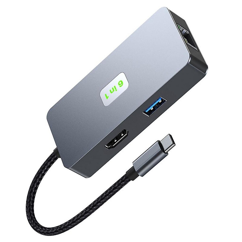 6-in-1 USB C -keskitin USB 3.2 Type C -keskitin Gigabit + USB3.2 (10Gbps) + 4K/60Hz HD + PD100W nopea lataus kannettavan tietokoneen telakointiasema hinta ja tiedot | Adapterit | hobbyhall.fi