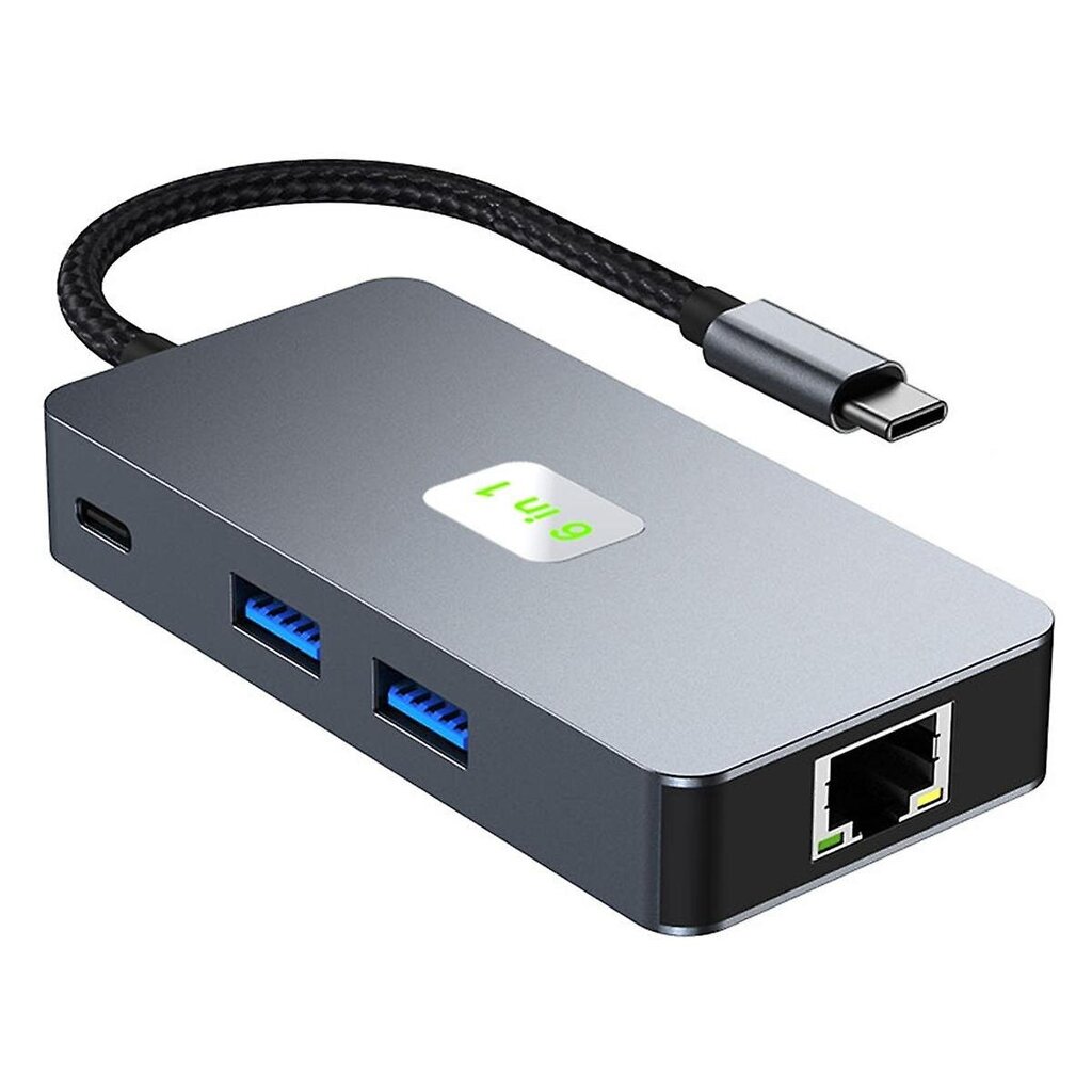 6-in-1 USB C -keskitin USB 3.2 Type C -keskitin Gigabit + USB3.2 (10Gbps) + 4K/60Hz HD + PD100W nopea lataus kannettavan tietokoneen telakointiasema hinta ja tiedot | Adapterit | hobbyhall.fi