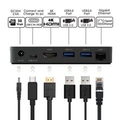 WAVLINK UHP3D01G 4K HD -telakointiasema Gigabit Ethernet USB 3.0 -monitoimikeskitin - Iso-Britannian pistoke hinta ja tiedot | Adapterit | hobbyhall.fi