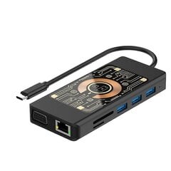 12 in 1 langaton latauskeskus USB-C-telakointiaseman kaksoisnäyttö, VGA, USB3.0/2.0, SD/TF, RJ45 100 hinta ja tiedot | Adapterit | hobbyhall.fi