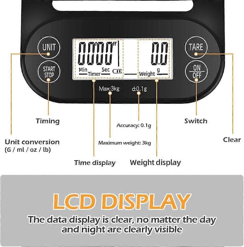keittiövaaka, digitaalinen kahvivaaka, sähköinen keittiövaaka, musta hinta ja tiedot | Keittiövaa'at | hobbyhall.fi
