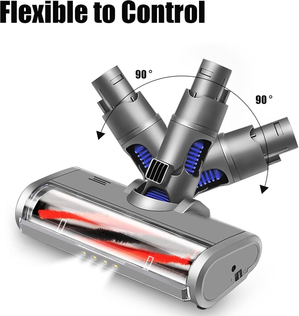 Turbo-sähkömoottorikäyttöinen pyöritysharja, joka on yhteensopiva Dyson V6 DC58 DC59 DC61 DC62 -pikairrotusharjalla harjastelalla mattojen koville lattiaparkettilaatoille LED-valolla hinta ja tiedot | Pölynimureiden lisätarvikkeet | hobbyhall.fi