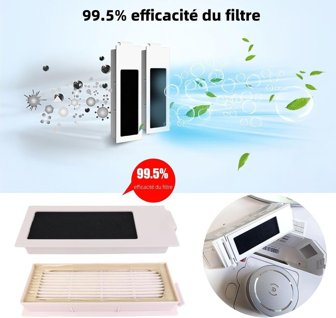 Tarvikesarja ECOVACS DEEBOT T20 OMNI/DEEBOT T20e Omni Pieces de Replacement 29 pakettia: 1 Brosses Principales, 8 Pinceaux Latéraux, 8 Serpillière, 6 Sac Aspirateur, 4 Filtres HEPA hinta ja tiedot | Pölynimureiden lisätarvikkeet | hobbyhall.fi