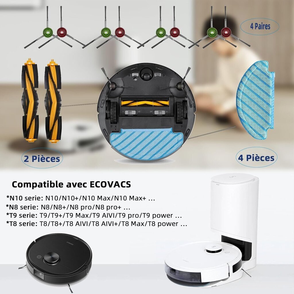 20 varaosaa Ecovacsille DEEBOT N10+/N10 Plus, OZMO N8+/N8 Pro+ lisävarustesarja, T8+/T8 AIVI+/T9+ lisävarustesarjat: 2 pääharjaa, 4 moppia, 6 pussia hinta ja tiedot | Pölynimureiden lisätarvikkeet | hobbyhall.fi