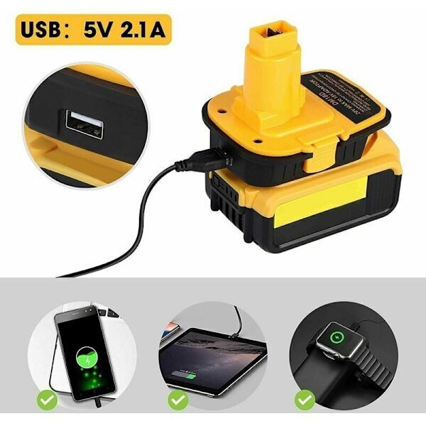 DM18D DCA1820 akkusovitin USB-portilla Dewalt 20V/18V ja Milwaukee M18 18V litiumioniakuille, yhteensopiva DCB204 DCB205 akkujen kanssa. hinta ja tiedot | Auton akkulaturit | hobbyhall.fi