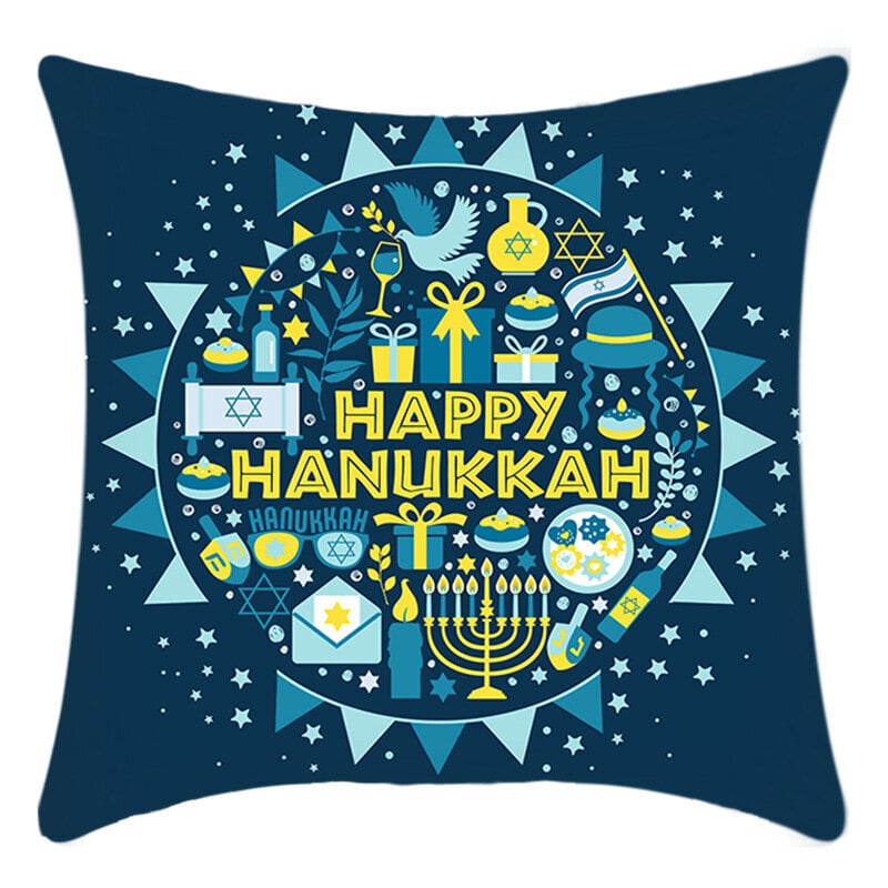 Happy Hanukkah Jewish Chanukah Holiday tyynynpäälliset Koristeellinen tyynyliina tyynynpäällinen kodin vuodesohvaan sisätiloissa 18 x 18 tuumaa 22 väriä: Sininen 04 hinta ja tiedot | Tyynyt | hobbyhall.fi