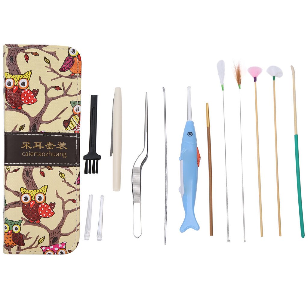 11 kpl korvalusikkakauha ruostumatonta terästä korvavaha Pick Earwax Curette Earwax Remover Kit #1 hinta ja tiedot | Korvakorut | hobbyhall.fi