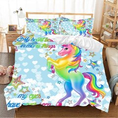 Y651 Lakanat Unicorn Vuodevaatteet Setti Sängynpäällinen King Size Söpö Painettu Sarjakuva Bed Cove_200x200cm 78x78in hinta ja tiedot | Pussilakanat ja tyynyliinat | hobbyhall.fi