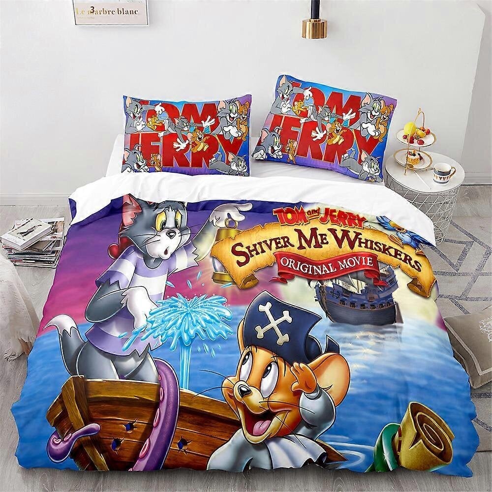 Y1443 Lakanat Tom & Jerry Sarjakuva Lakanat Peittosarja 3D Digitaalinen Tulostus Su_240x260cm 94x102in hinta ja tiedot | Pussilakanat ja tyynyliinat | hobbyhall.fi