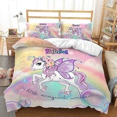 B366 Lakanat Kawaii Rainbow Yksisarvinen Vuodevaatteet Setti 3D Digitaalinen Tulostus Peittosarja_200x200cm 78x78in hinta ja tiedot | Pussilakanat ja tyynyliinat | hobbyhall.fi