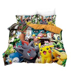 Y588 Lakanat Vuodesetti 3D Painettu Anime Vuodesetti Pikachu Quilt Peitto Perhe D_135x200cm 53x78in hinta ja tiedot | Pussilakanat ja tyynyliinat | hobbyhall.fi