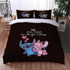 I319 Lakanat Anime 3D Pussilakanat Stitch Vuodesetti, Lasten Pehmeä Angel & Stitch_240x260cm 94x102in hinta ja tiedot | Pussilakanat ja tyynyliinat | hobbyhall.fi