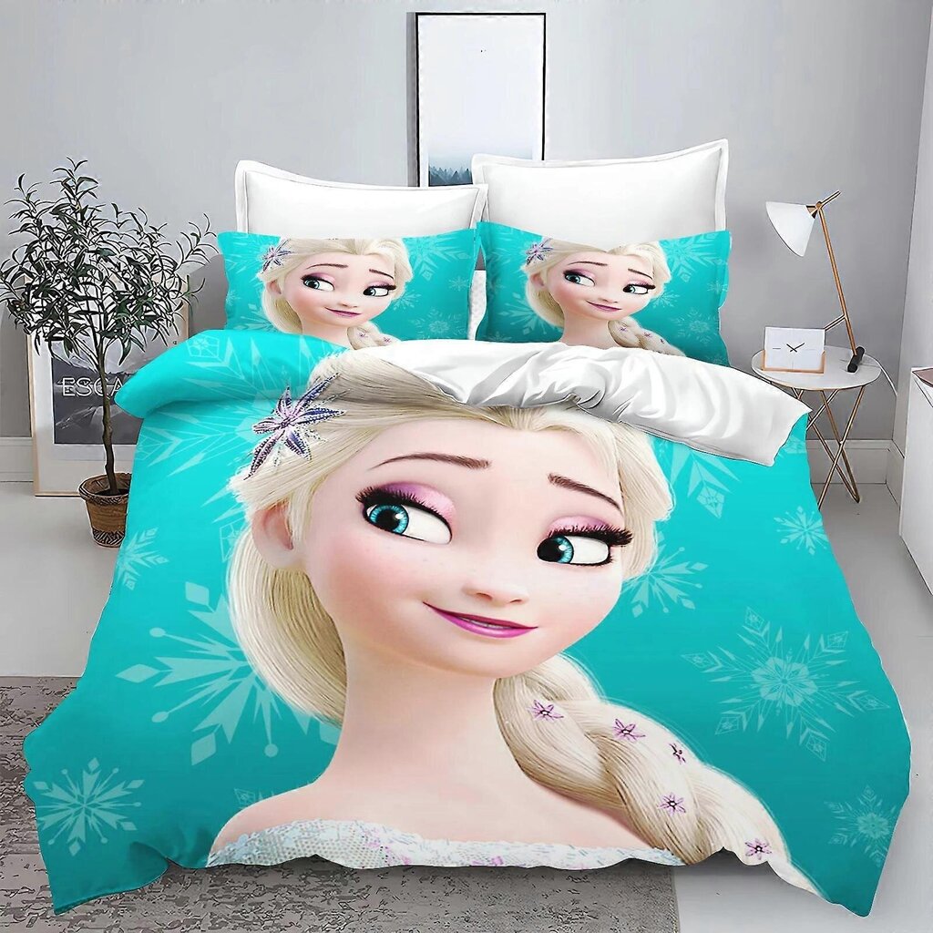 Y2 Lakanat Frozen Elsa Peittosarja Peitto Vuodevaatteet Setti 100% Polyesteriä 3D Cartoo_135x200cm 53x78in hinta ja tiedot | Pussilakanat ja tyynyliinat | hobbyhall.fi