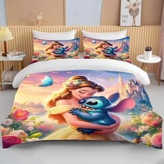 Y1191 Lakanat Stitch & Princess Sängynpeitesetti Pussilakanat 3D Lasten Sänky_135x200cm 53x78in hinta ja tiedot | Pussilakanat ja tyynyliinat | hobbyhall.fi