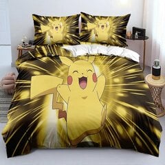 Y1117 Lakanat Anime 3D Pussilakana Pikachu Vuodevaatteet Setti, Lasten Pehmeä Sarjakuva Sänky_240x260cm 94x102in hinta ja tiedot | Pussilakanat ja tyynyliinat | hobbyhall.fi