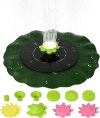 Solar Birdbath Fountain, 6V 1W Lotus Leaf Muotoinen aurinkosuihkulähde Kelluvat suihkulähteet suuttimilla, Pool Pond Garden Patio hinta ja tiedot | Puutarhapumput | hobbyhall.fi