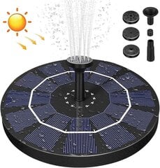 Aurinkosuihkulähdepumppu, Kelluva aurinkosuihkulähde Mini-puutarhapumppu Kelluva aurinkosuihkulähde 4 suuttimella, aurinkosuihkulähdepumppu lintukylpyyn, lampiin tai puutarhaan (2,5 W) hinta ja tiedot | Puutarhapumput | hobbyhall.fi