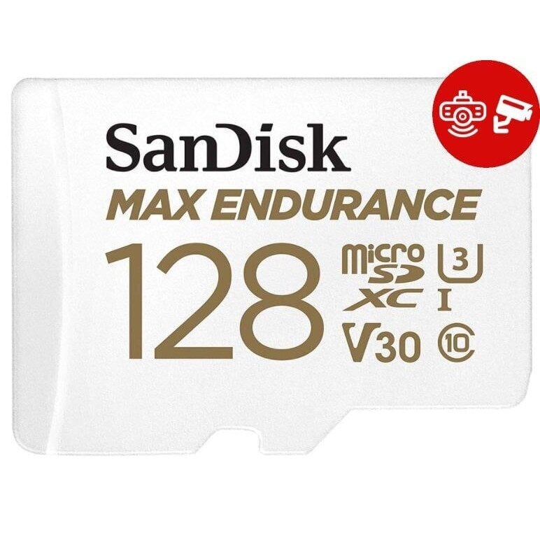 Muistikortti SanDisk micro SD Max Endurance Video 128 Gt, Class 10, V30, UHS-I U3 + sovitin hinta ja tiedot | Puhelimen muistikortit | hobbyhall.fi