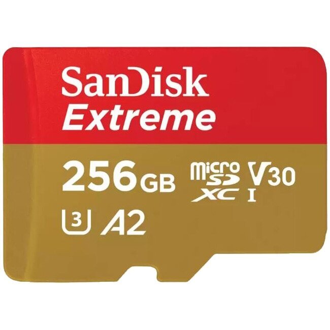 Muistikortti SanDisk Extreme microSDXC 256GB, yli 190MB/s & 130MB/s Luku-/kirjoitusnopeudet A2 C10 V30 UHS-I U3 hinta ja tiedot | Puhelimen muistikortit | hobbyhall.fi