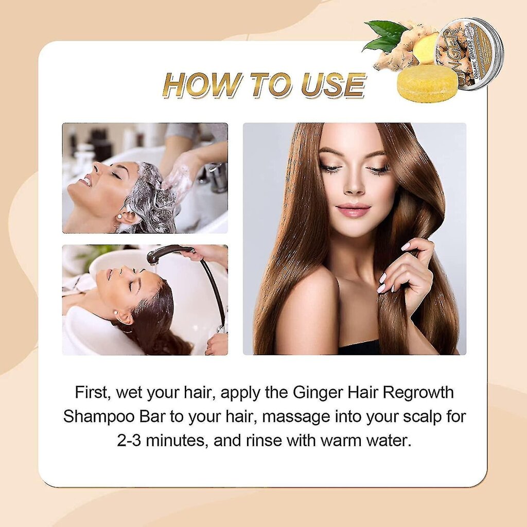 3 kpl Ginger Hair Regrowth shampoopatukka, hiustenlähtöä estävä inkiväärishampoo-saippua, luonnollinen orgaaninen inkiväärishampoopatukka, hiusten kasvua edistävä inkiväärishampoo-saippua hinta ja tiedot | Shampoot | hobbyhall.fi