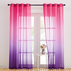 Gradient Colors Silmäsylki Pretty Pellava Voile Voile Ikkunaverhot Olohuoneen Romanttiseen tunnelmaan Valmiit ripustettavaksi, 140 x 220, fuksia/violetti, 2 kpl hinta ja tiedot | Verhot | hobbyhall.fi