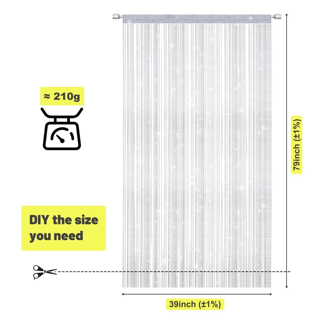 String Verhot Oven Mosquito Verho, Tyylikäs Jakaja Tupsuverho kodin sisustukseen, Jakajaverho oviin ja ikkunoihin, valkoinen (100x200cm) hinta ja tiedot | Verhot | hobbyhall.fi