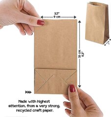 Paperikassit, 100 kpl Lahjakassit Ruskeat Laukut Käsintehty Kraft Paper Diy Pohjakassi Adventtikalenteri Kraft Paperikassit 9*17*5,5 cm hinta ja tiedot | Joulukoristeet | hobbyhall.fi