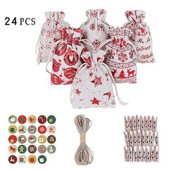 24 päivän joulun adventtikalenteri Laukut Adventtikalenteri Lahjakassit Tee itse setti Paperitarrat Joulukoristeita Kalenteri De Adviento hinta ja tiedot | Joulukoristeet | hobbyhall.fi